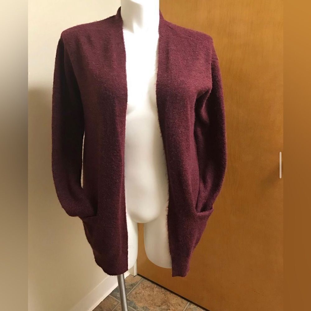 🔮 A NEW DAY | Maroon Open Fuzzy Cardigan Size Small